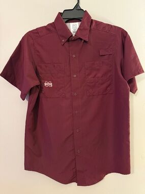 Mississippi State Men's Short Sleeve Button-Down Shirt - Maroon